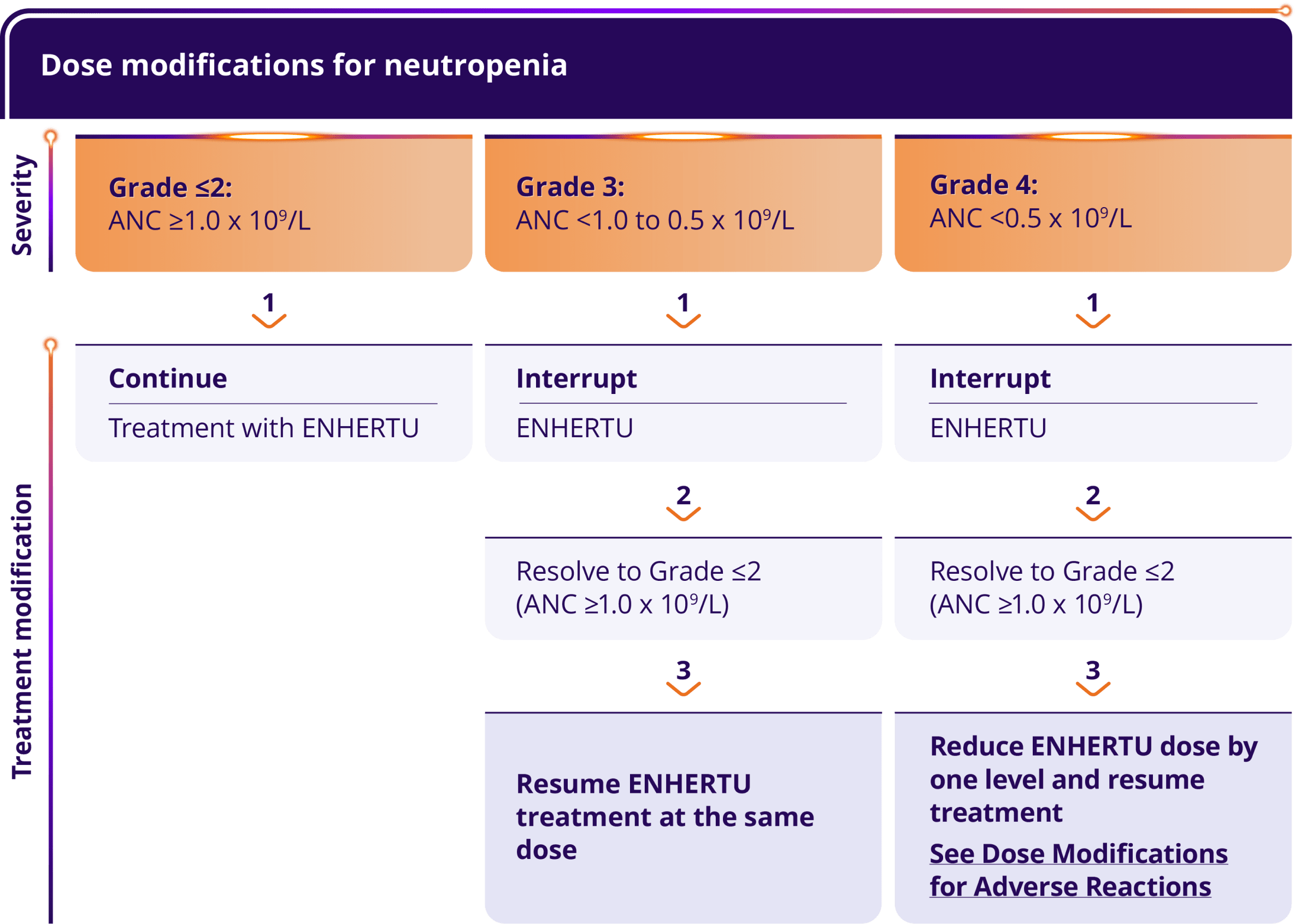 Dose modifications for neutropenia by severity